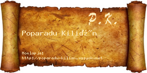 Poparadu Kilián névjegykártya